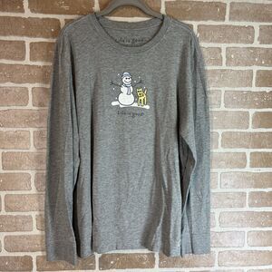 Life Is Good Vintage Mens/ Womens Size L Snowman, Dog, Winter Snow, Long Sleeve